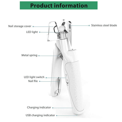Pet Nail Clippers with LED Light Dogs Cat Nail Scissors Professional Trimmer Tool Care Grooming Supplies
