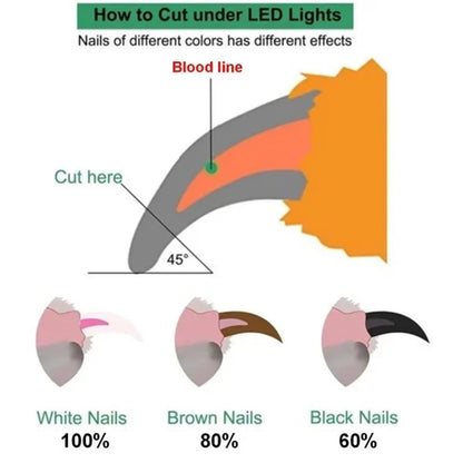 Pet Nail Clippers with LED Light Dogs Cat Nail Scissors Professional Trimmer Tool Care Grooming Supplies